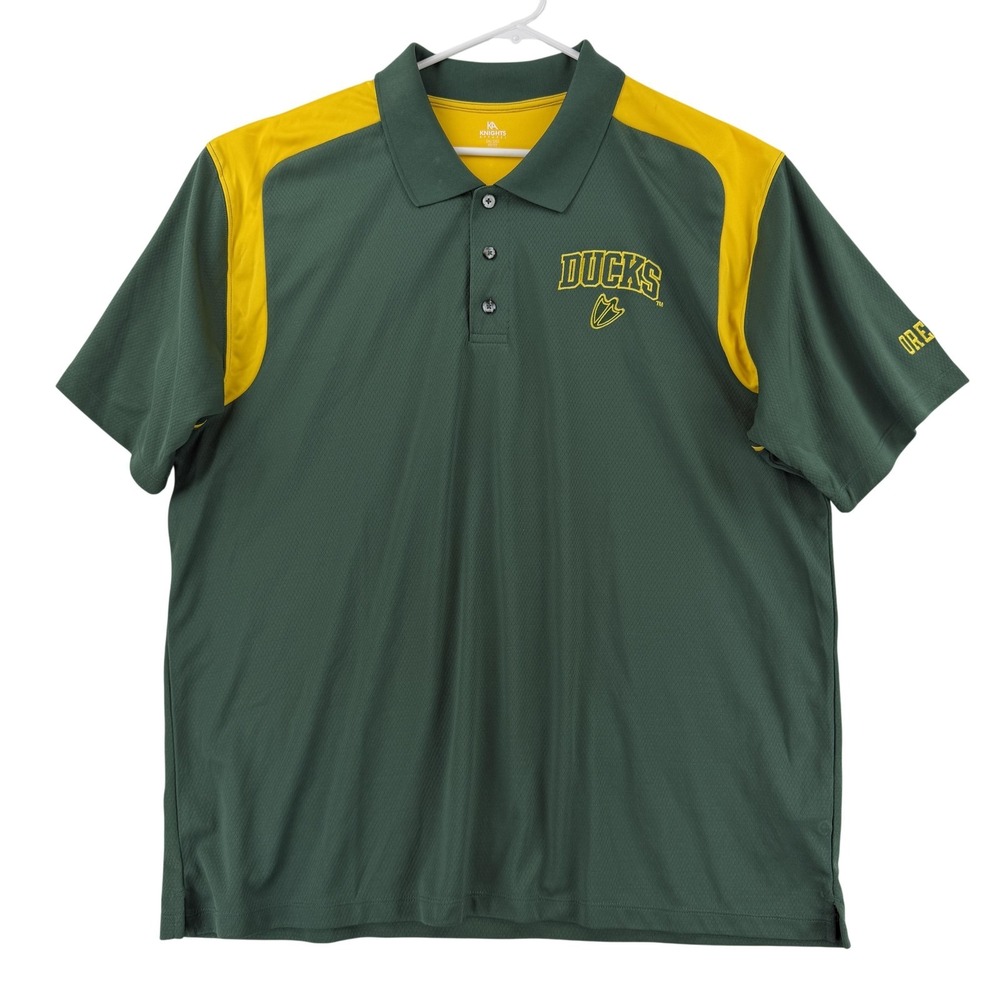 Oregon Ducks Polo Shirt Mens 2XL Green‎ NCAA Football Knights Apparel Yellow